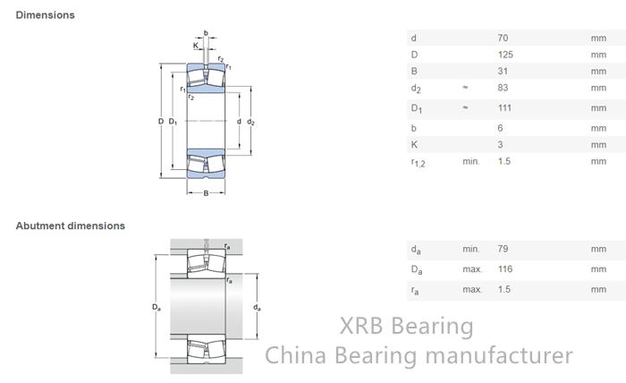 FAG Spherical Roller Bearings 22214-E1-XL Bearing Data